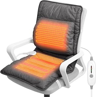 Heated Seat Cushion with Lumbar Support for Office Chair, Heated Seat Cover | 90-minute Auto Shut-Off, 3 Heat Levels, Seat Warmer for Back, Lumbar, Hip, Thigh, Long Sitting, Universal Fit
