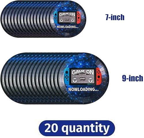 Miniatura 5 de Kit de vajilla de 162CT para fiesta de videojuegos, color azul, sirve para 20 invitados, incluye pancarta de feliz cumpleaños, platos, vasos,