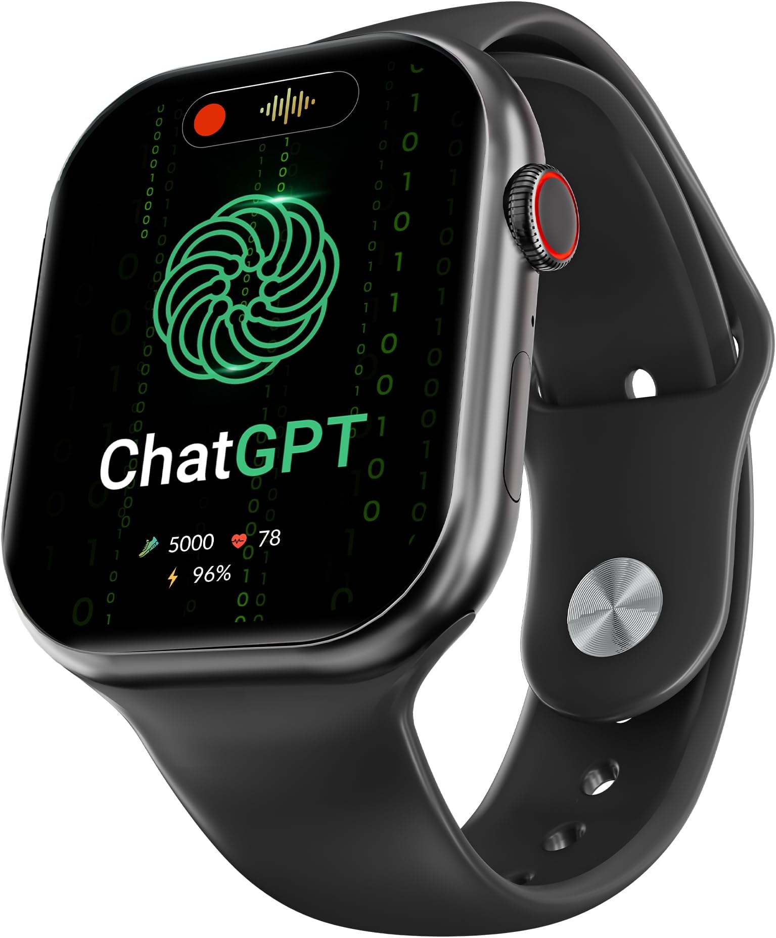 CrossBeats Nexus 2.01” Super AMOLED Display Smart Watch with ChatGPT-Powered| Dynamic Island| 5.3 Bluetooth Calling Smartwatch| Always on| in-app GPS| 60 Hz Refresh Rate | AI Health Tracker -(Black)