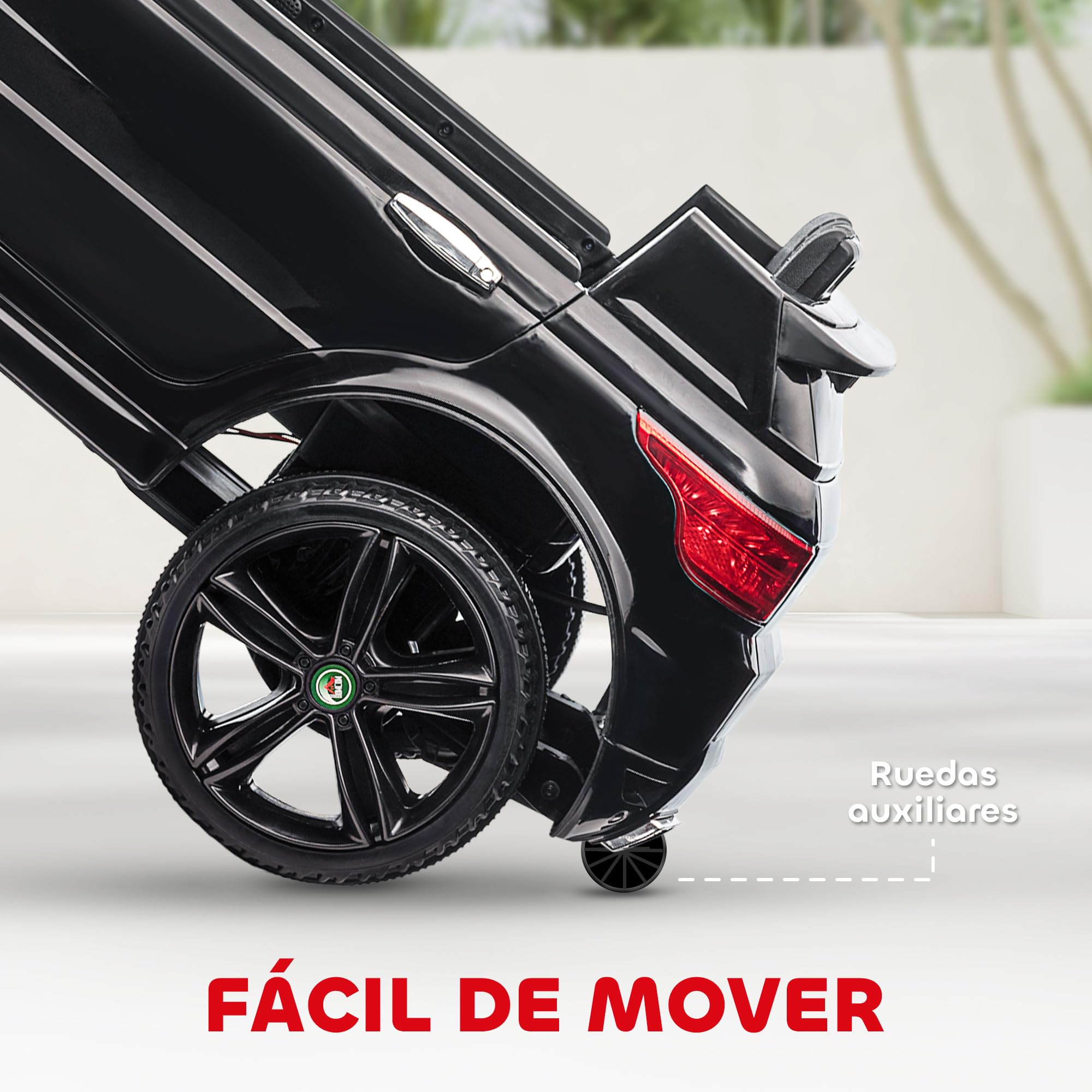 HOMCOM Coche Eléctrico SUV para Niños de 3-6 Años Coche de Batería 12V con 2 Motores Mando a Distancia Faros Bocina Música USB y Apertura de Puerta 3-5 km/h 110x68x52 cm Negro