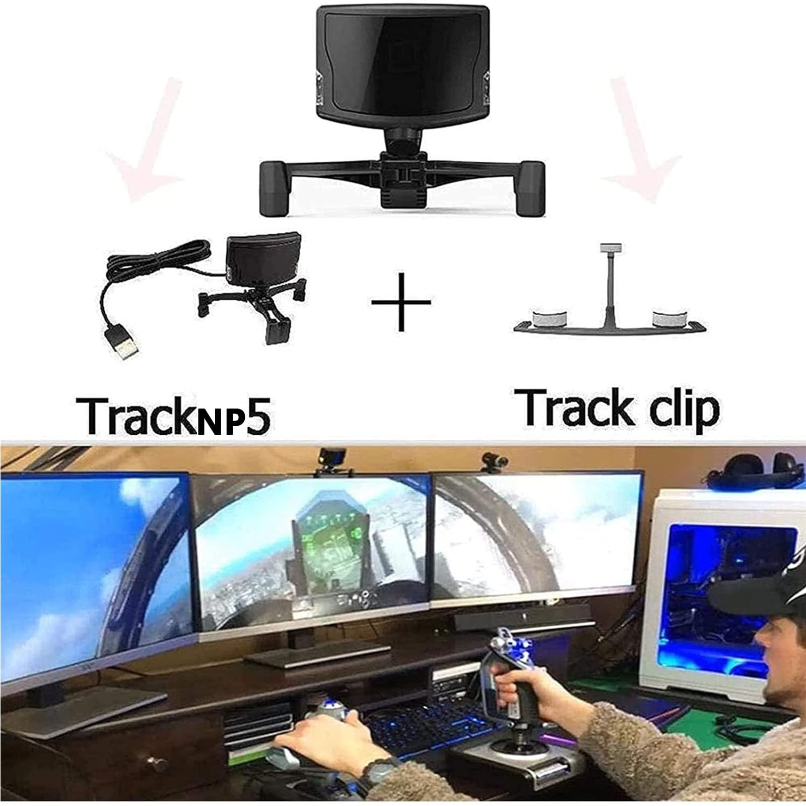 TrackNP 5 Head Tracking Gaming Professional Head Posture Infrarouge Tracking System, Game Controller as VR, Compatible with Windows, Noir, Ordinateur personnel