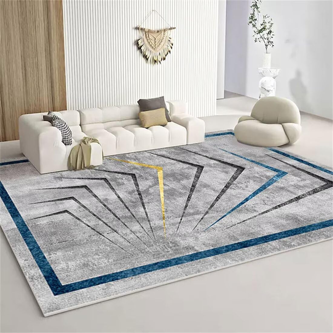 Teppich Jungen Jugendzimmer Bodenbelag Einfacher graublauer Wohnzimmer-Schlafzimmerteppich, leicht zu reinigen, Verschiedene Größen Anti-Rutsch 200X300CM