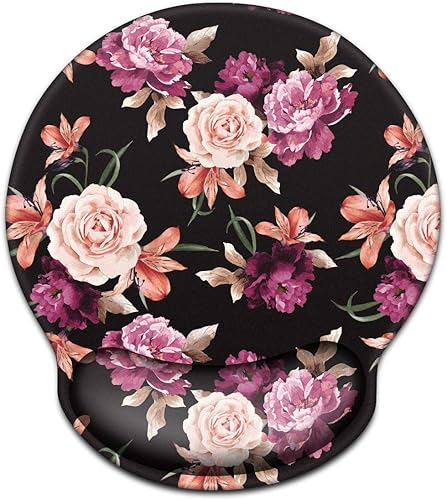 Vista 18 de WAVEYU Alfombrilla de mouse ergonómica con soporte de muñeca, alfombrilla de mouse redonda fresca, base de goma antideslizante para laptop, Mármol