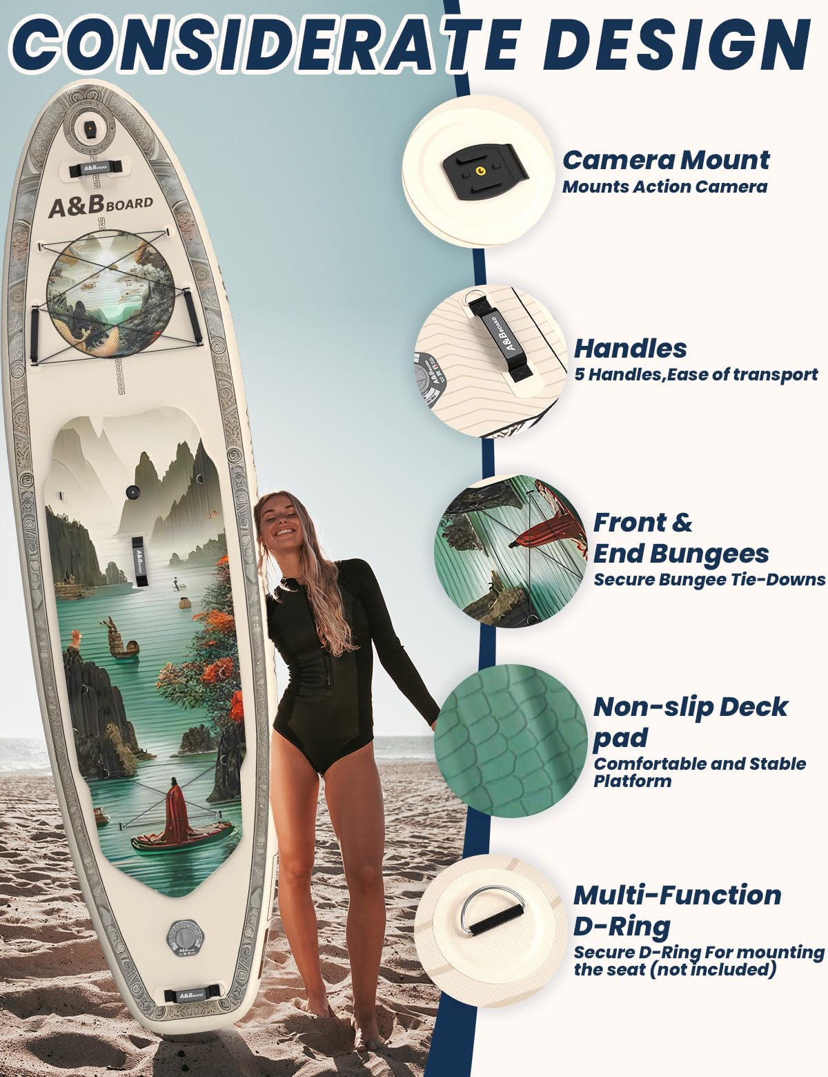 A&BBOARD Tabla Paddle Surf Hinchable 335 cm con Accesorios Premium Sup,Paddle Board Surf para 2 Personas Principiante