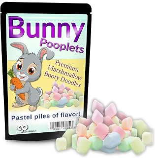 Bunny Pooplets Marshmallows - Cute country bunny rabbit and hearts design - Funny novelty candy for kids - Multicolored marshmallows, Treat-sized