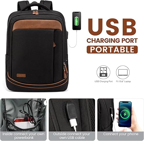 Miniatura 4 de LOVEVOOK Mochila para laptop para mujeres y hombres con gran capacidad y resistente al agua, mochila perfecta para el trabajo, viajes, Negro -,
