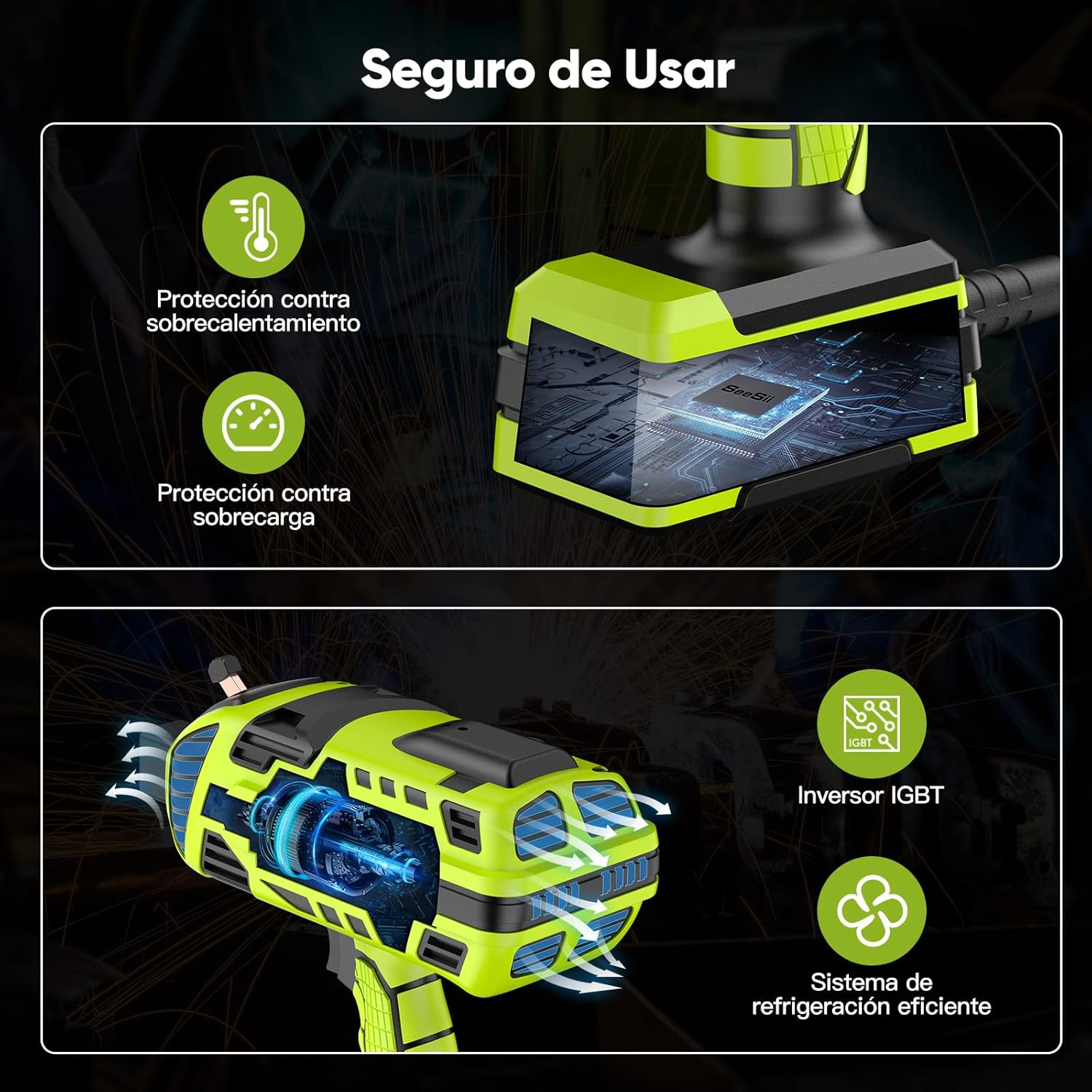 Internal cooling system and safety features of the SEESII FA202G welder