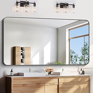 FORBATH Large Bathroom Mirror 72x36 Inches, Black Oversized Wall Mirror ...