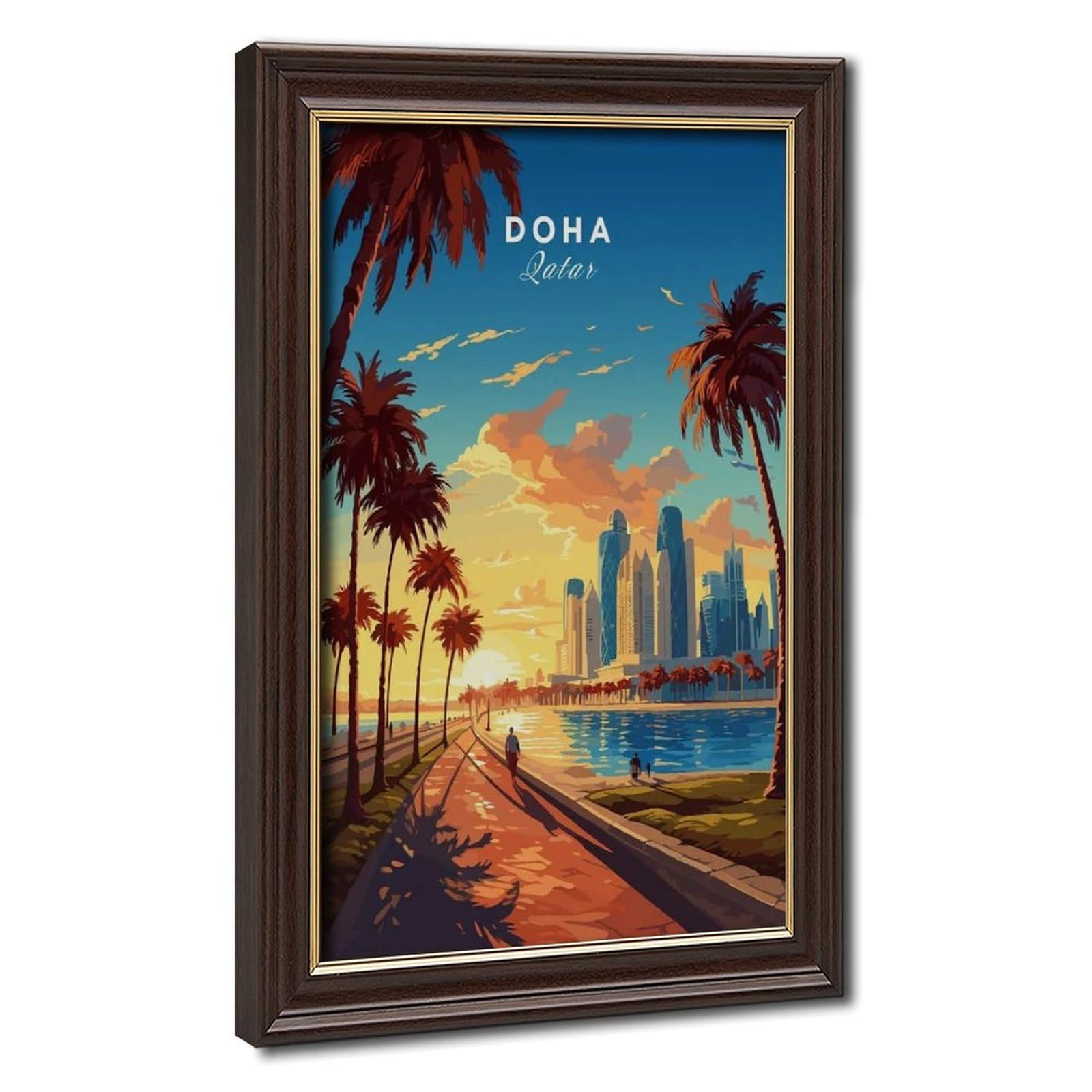 Bareronor Mokume Gane Frame-Style Doha Travel Canvas Poster For Dorm Room Decor Gift
