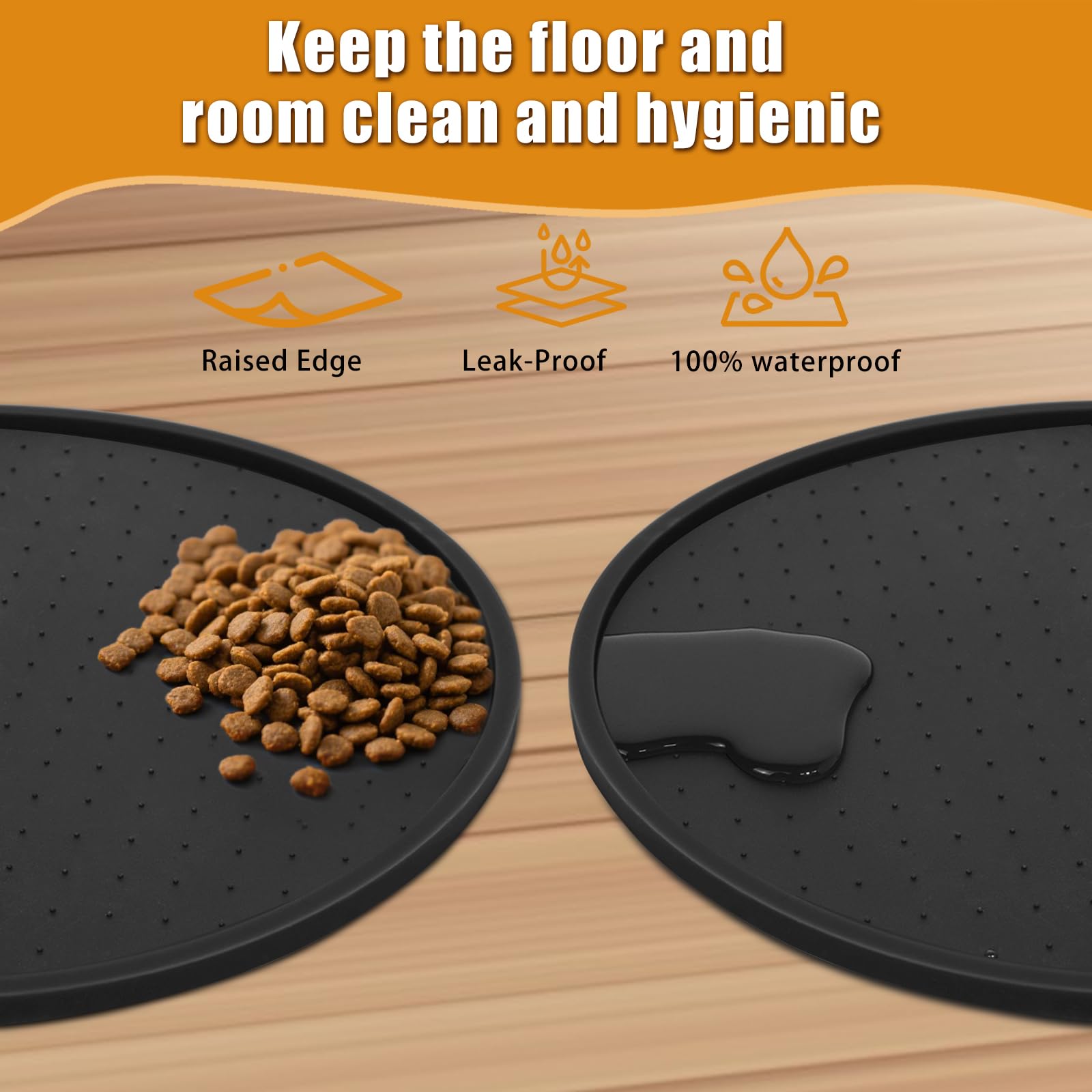 Lot De 2 Tapis Gamelle En Silicone Antidérapants - 26x26 Cm Avec Rebords Pour Chat Et Chien