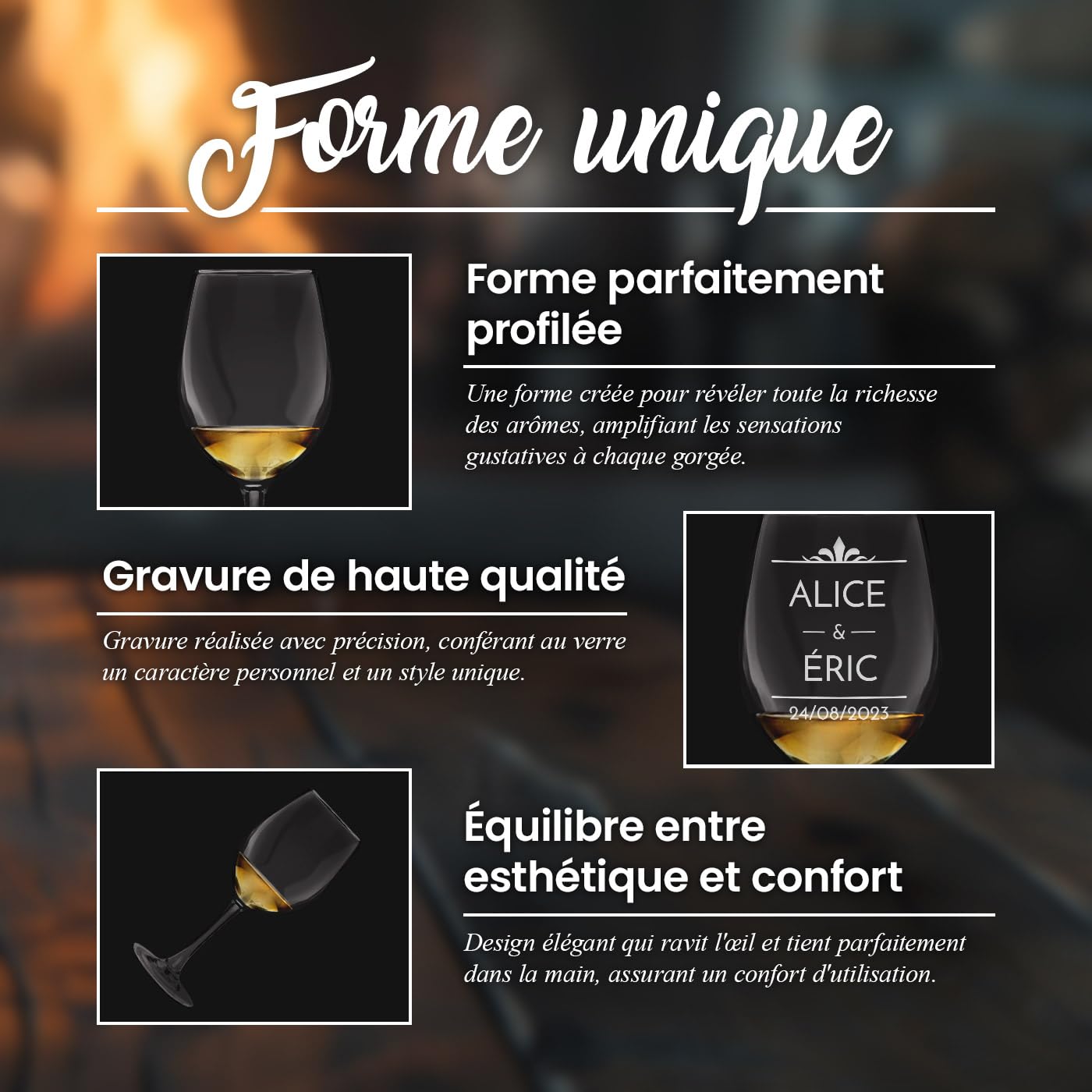Maverton 6 Verres à Vin en Cristal | Cadeau d’anniversaire pour chaque Couple, Cadeau Noel, Le set pour parents, Simplicité