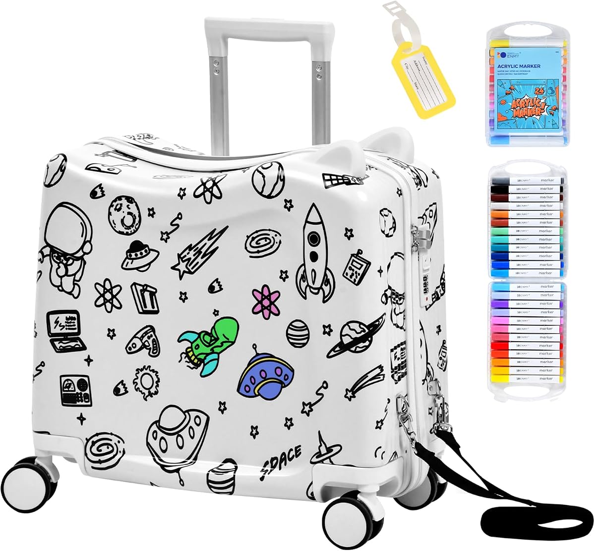 Maleta para niños con lindas orejas, equipaje de mano de 20" con cerradura TSA