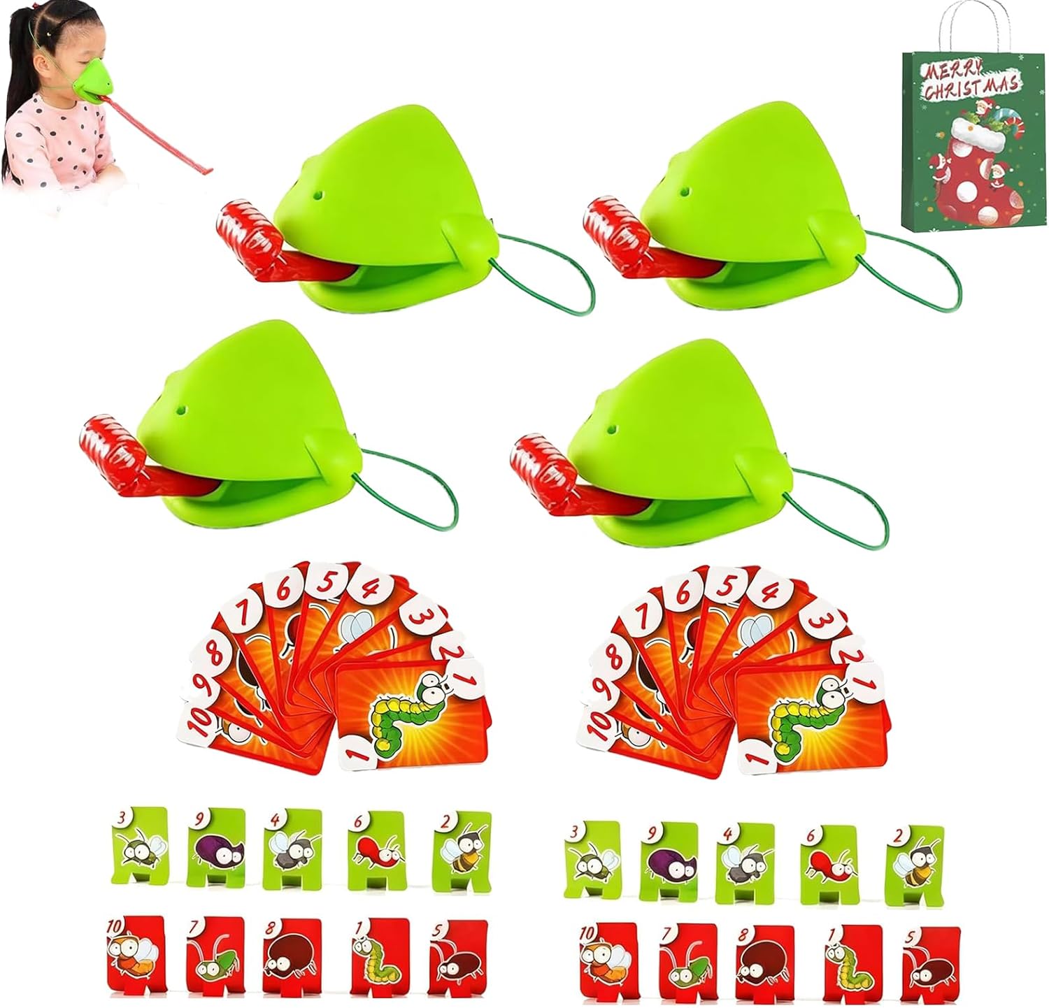 Tongue Shooting Game, Tongue Mask Game, Frog Mask with Blow Multiplayer Party Insect Cardboard Included (6pcs)
