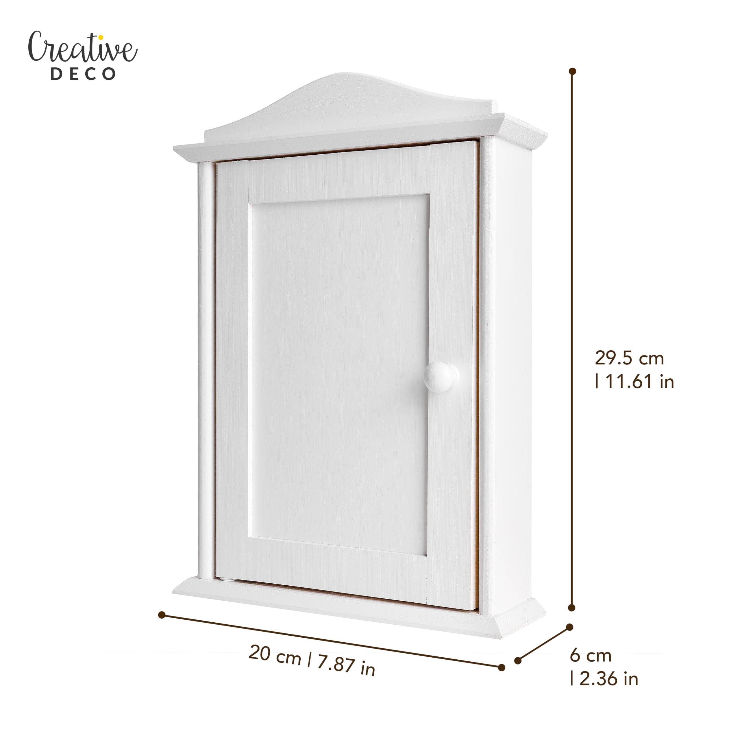 Creative Deco Decorativa Cassetta Portachiavi Bianca in Legno con 6 Ganci | 20 x 6 x 29,5 cm | Appendichiavi Bianco | Scatola Portachiavi Bianca con Ganci, Ideale per Conservazione e Decorazione