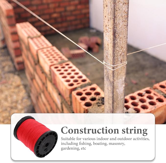 Hilo de nylon para mampostería TEHAUX para construcción, resistente, hilo de nylon rojo, 2 rollos, 0.195 kg, línea para ladrillo de alta resistencia para trabajos de construcción y albañilería miniatura 4