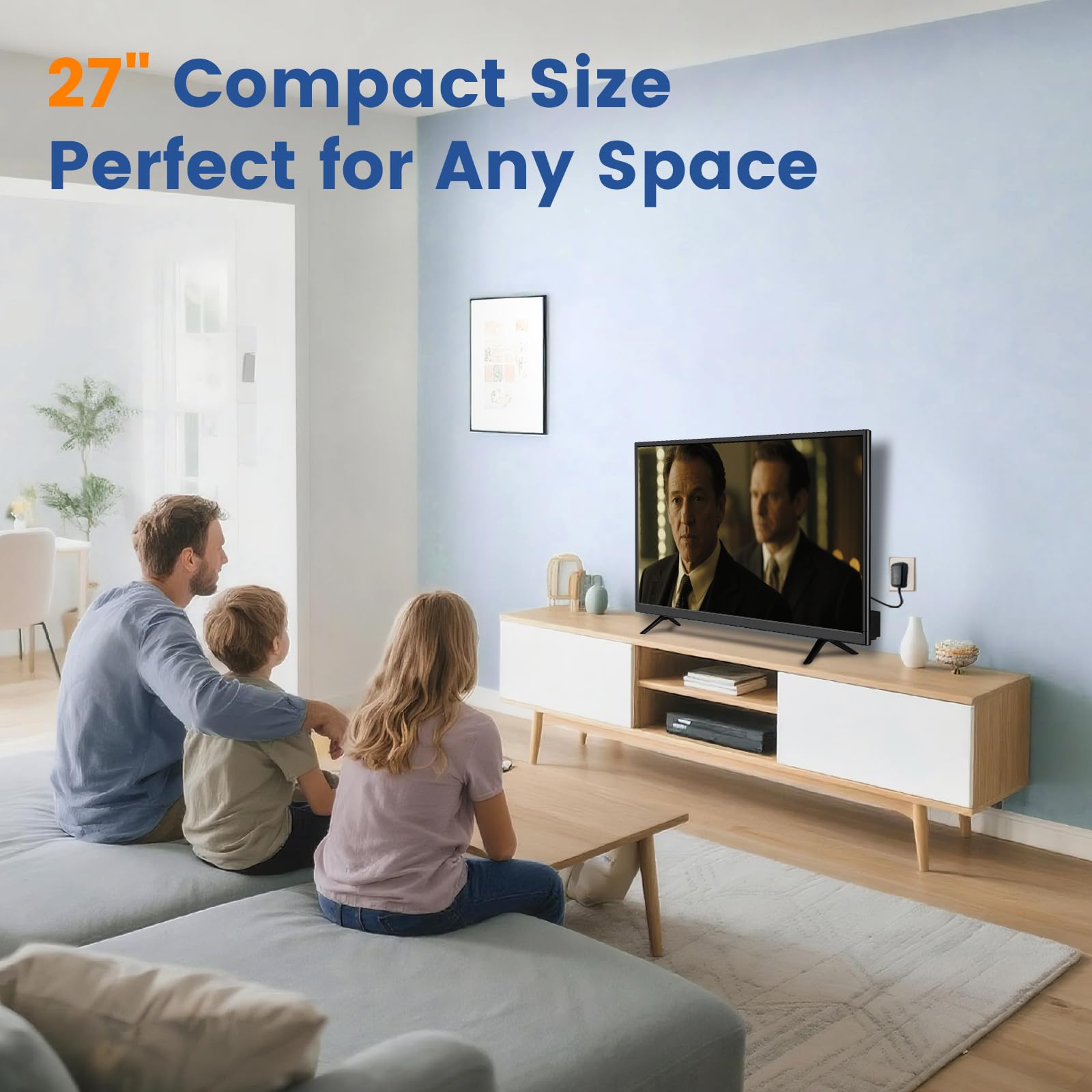 ZOSHING Smart TV de 27 pouces, petit téléviseur avec entrée HDMI, tuner numérique intégré/prise en charge USB, montage mural, pour chambre à coucher, cuisine, camping-car – Télécommande incluse