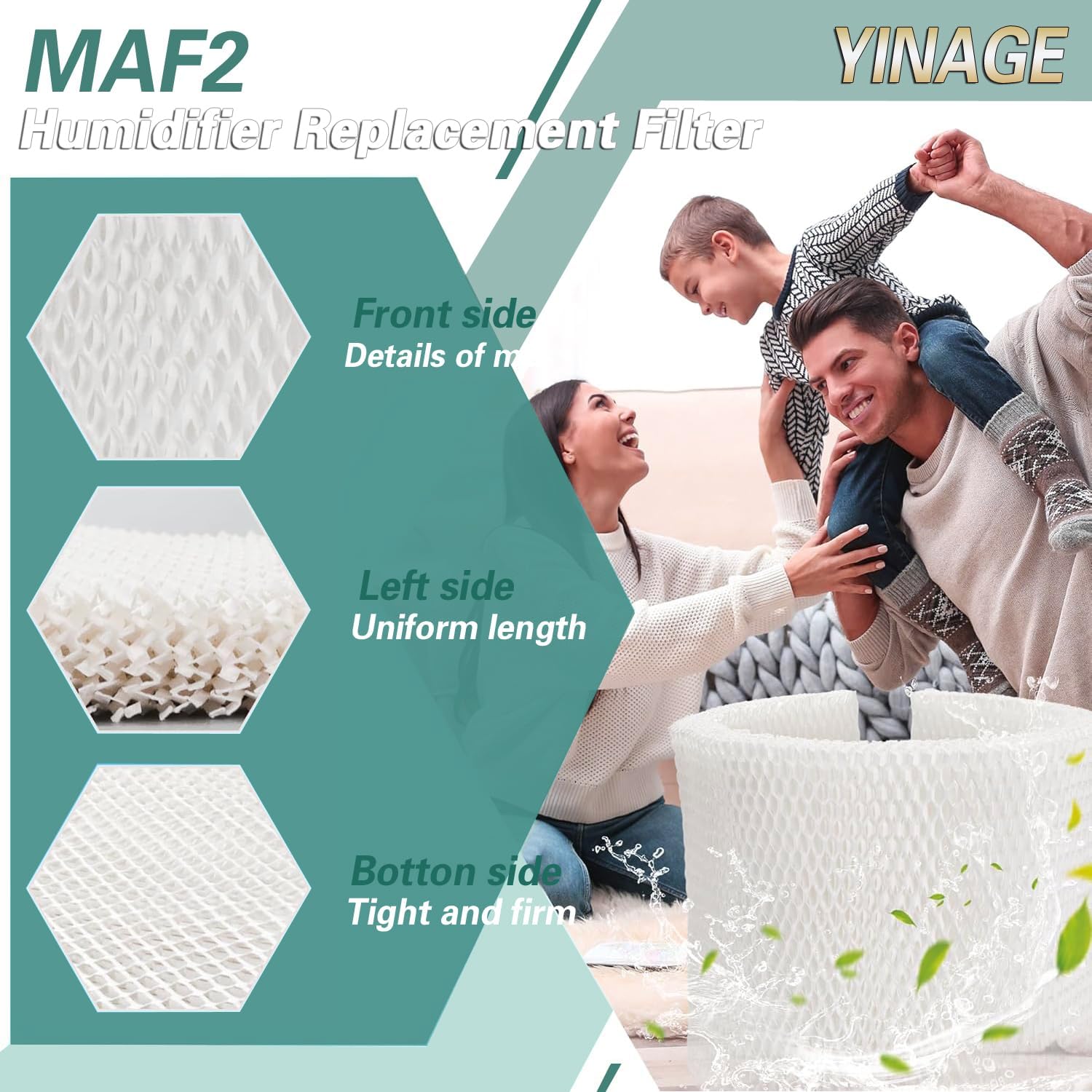 MAF2 Super Wick Humidifier Filter, for Aircare/Essick Air/Moist Air Humidifier MA0600, MA0601, MA0800, MA08000, Kenmore 5408,154080,32 15508 Filters, Humidifier Replacement Wicks - 4-Pack