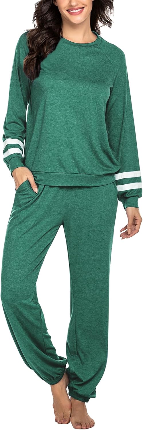 Ekouaer Sweatsuits Womens Loungewear Set Tracksuit Long Sleeve Pajamas Set with Pockets 2 Piece Outfits Lounge Sets - Image 2