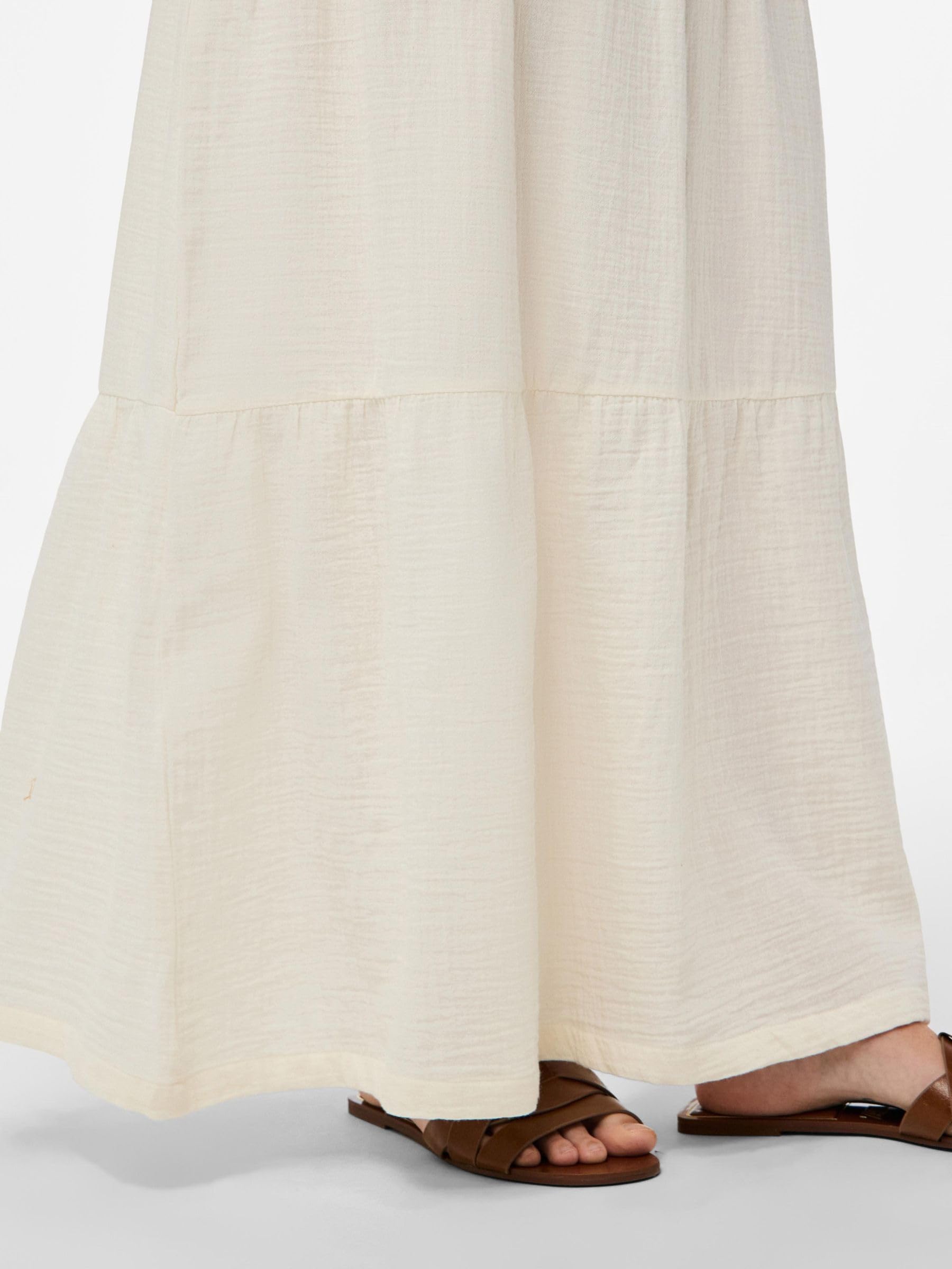 PIECES Pcsikka Hw Maxi Skirt WVN Noos Rock, Cloud Dancer, M
