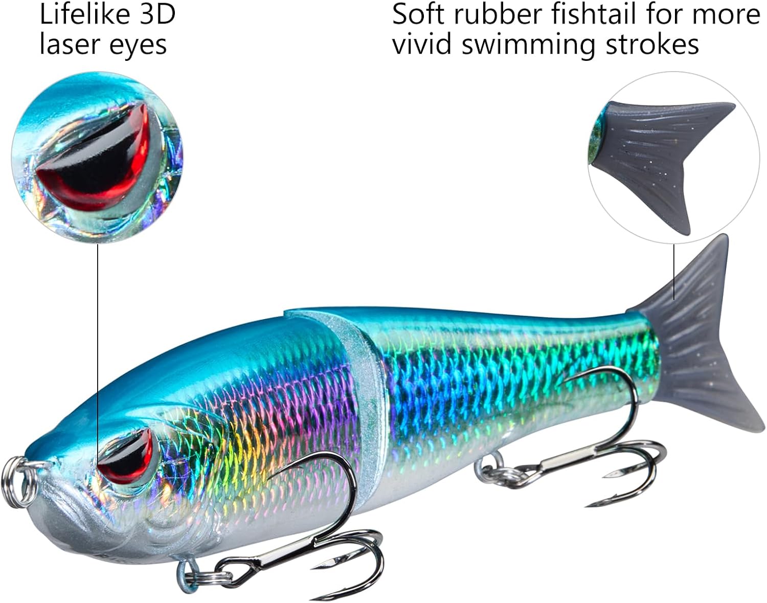 Bassdash SwimShad Glide Baits Jointed Swimbait Bass Pike Salmon Trout Muskie Fishing Lure,3-Pack - Image 4