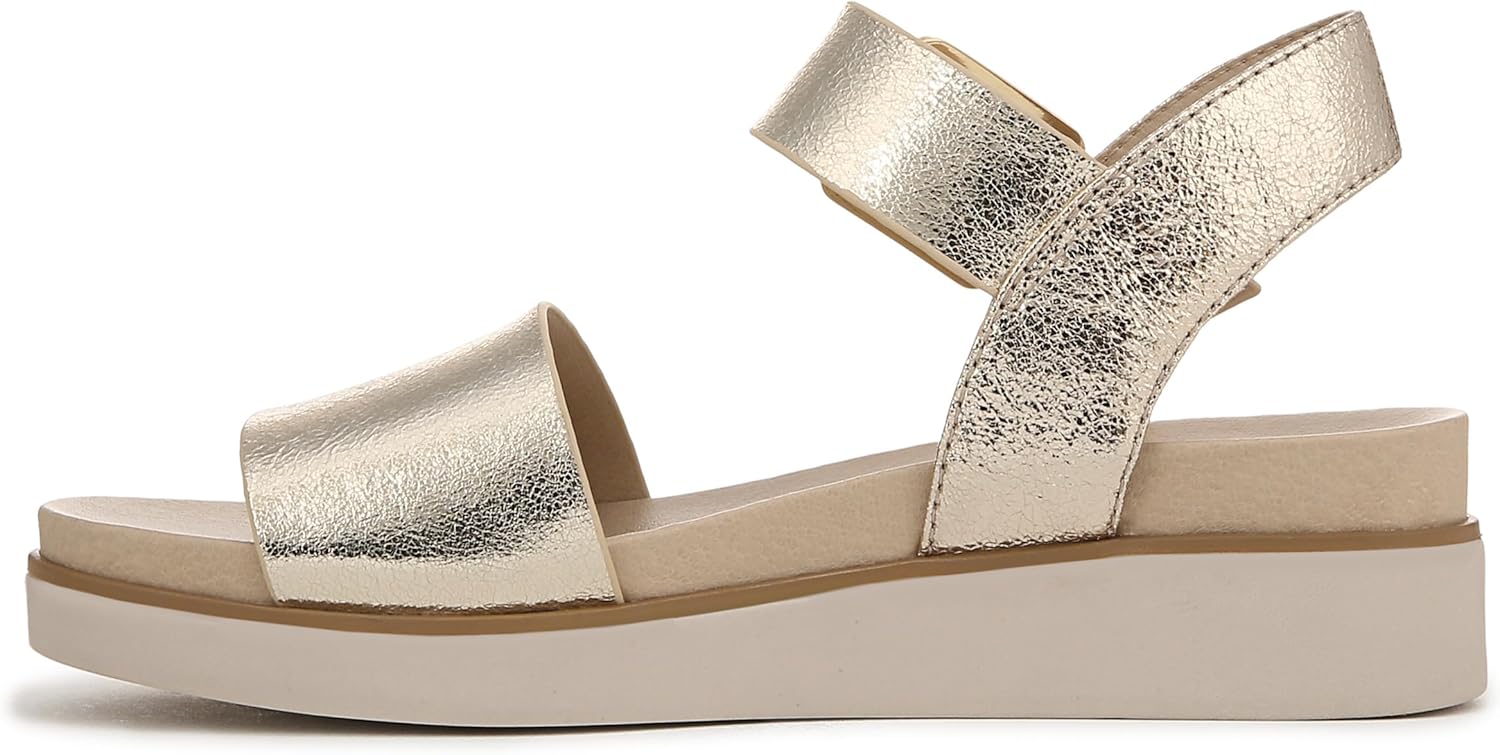 LifeStride Womens Gillian Ankle Strap Flat Sandals Platino Gold 9.5 M - Image 9