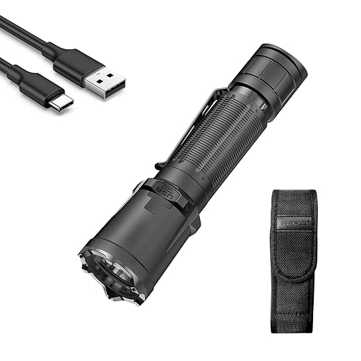 klarus XT11GT Pro 3300 Lumens USB C Rechargeable Tactical Flashlight, Instant Reaction Dual Tail Switches, Tactical + Outdoor Settings, with 3100mAh Battery, Holster