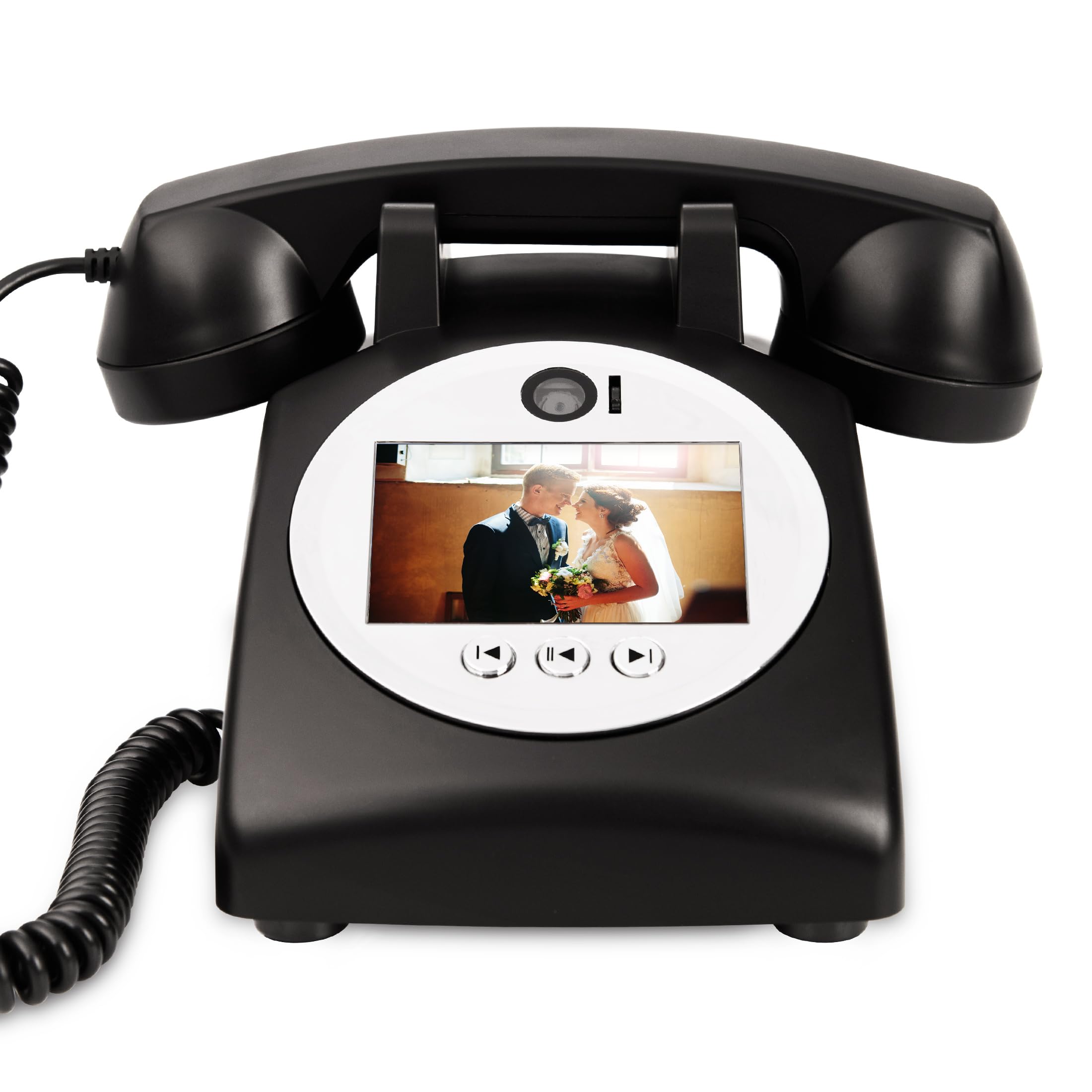 Audio Gästebuch Hochzeit Telefon (Art Deco, Schwarz)