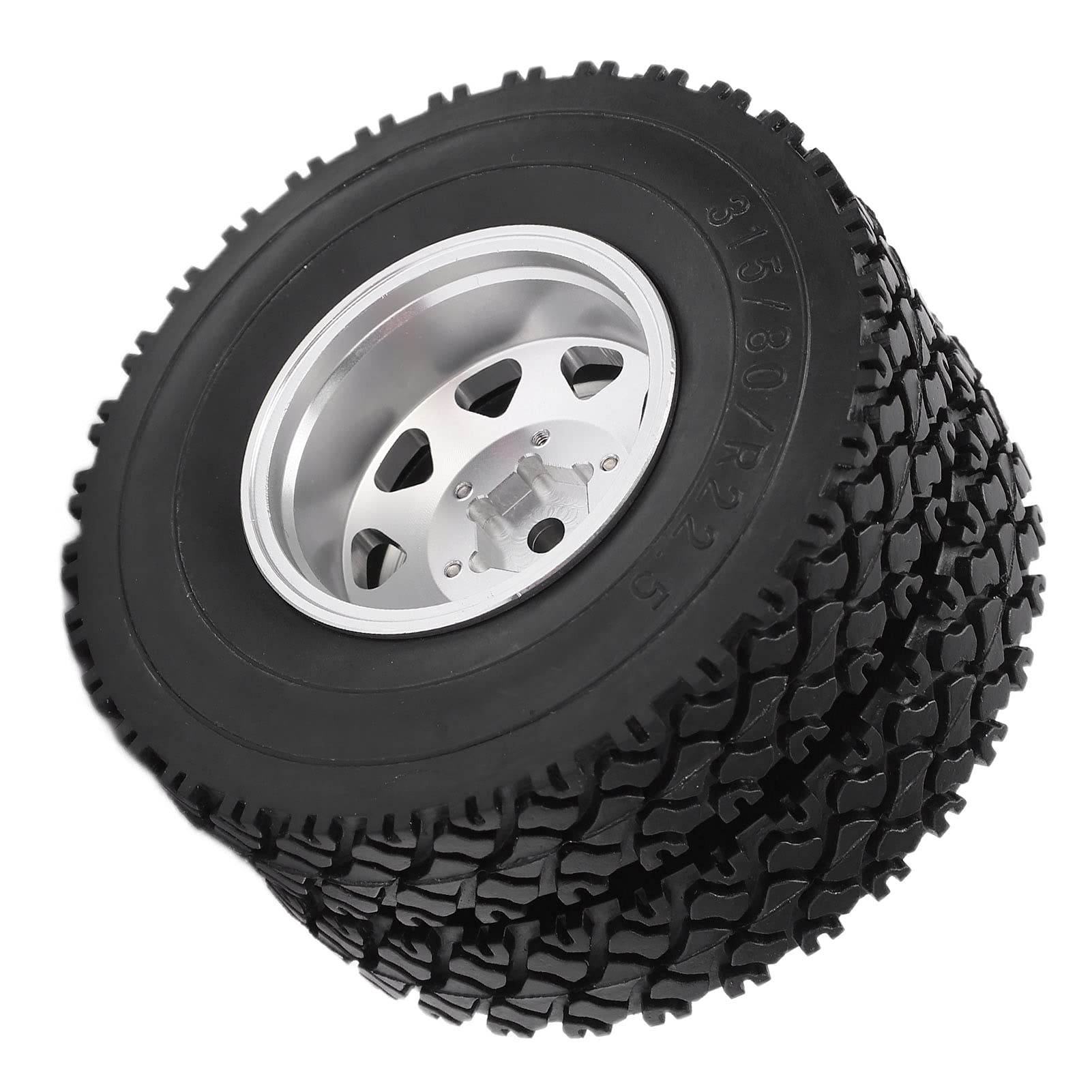 RC felgi piasty tylnego koła ze stopu aluminium z gumowymi oponami do przyczepy Tamiya 1/14 traktora, wywrotka (srebrna)