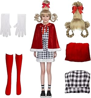 Cindy Lou Who Costume Adult Women Cindy Lou Who Dress with Wig Hooded Robe Christmas Cosplay Outfits - Buy now