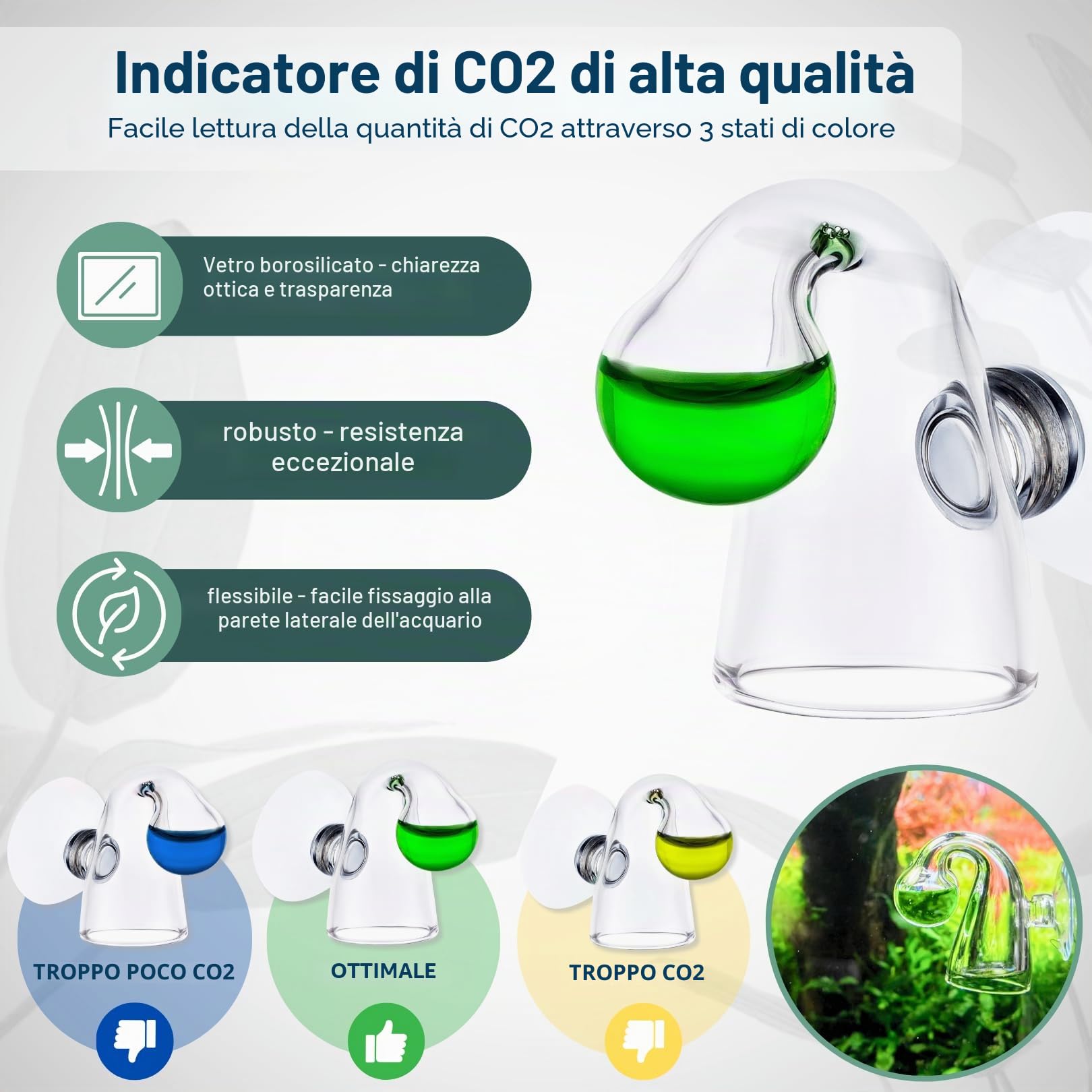 Q-Grow - Impianto di CO2 per acquario, set completo con cilindro di CO2, semplice e universale, con diffusore in acciaio inox, test permanente, riduttore di pressione, bottiglia di CO2 da 425 g, fino