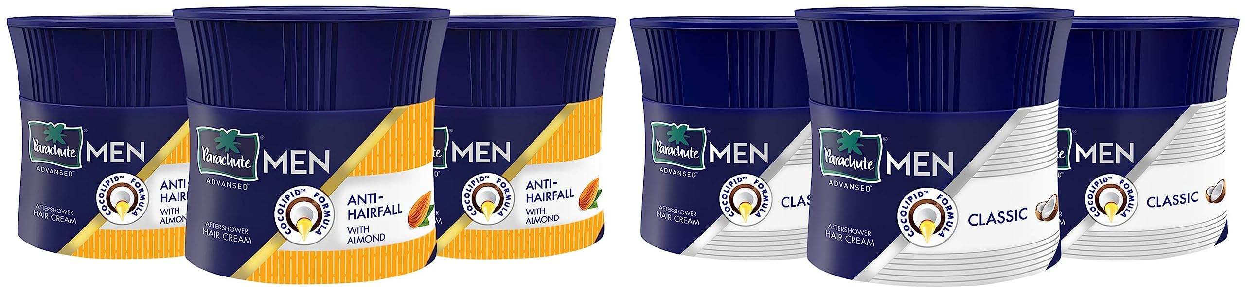 Men Hair Cream, Classic, 100g (Pack Of 3) & Men Hair Cream, Anti-Hairfall With Almond, 100g (Pack Of 3)