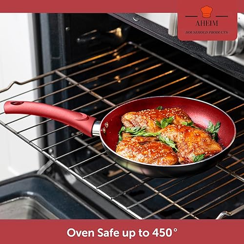 Miniatura 2 de AHEIM Juego de ollas y sartenes, juego de utensilios de cocina antiadherentes de aluminio, sartenes, cacerola con tapa, sartén para salsa y