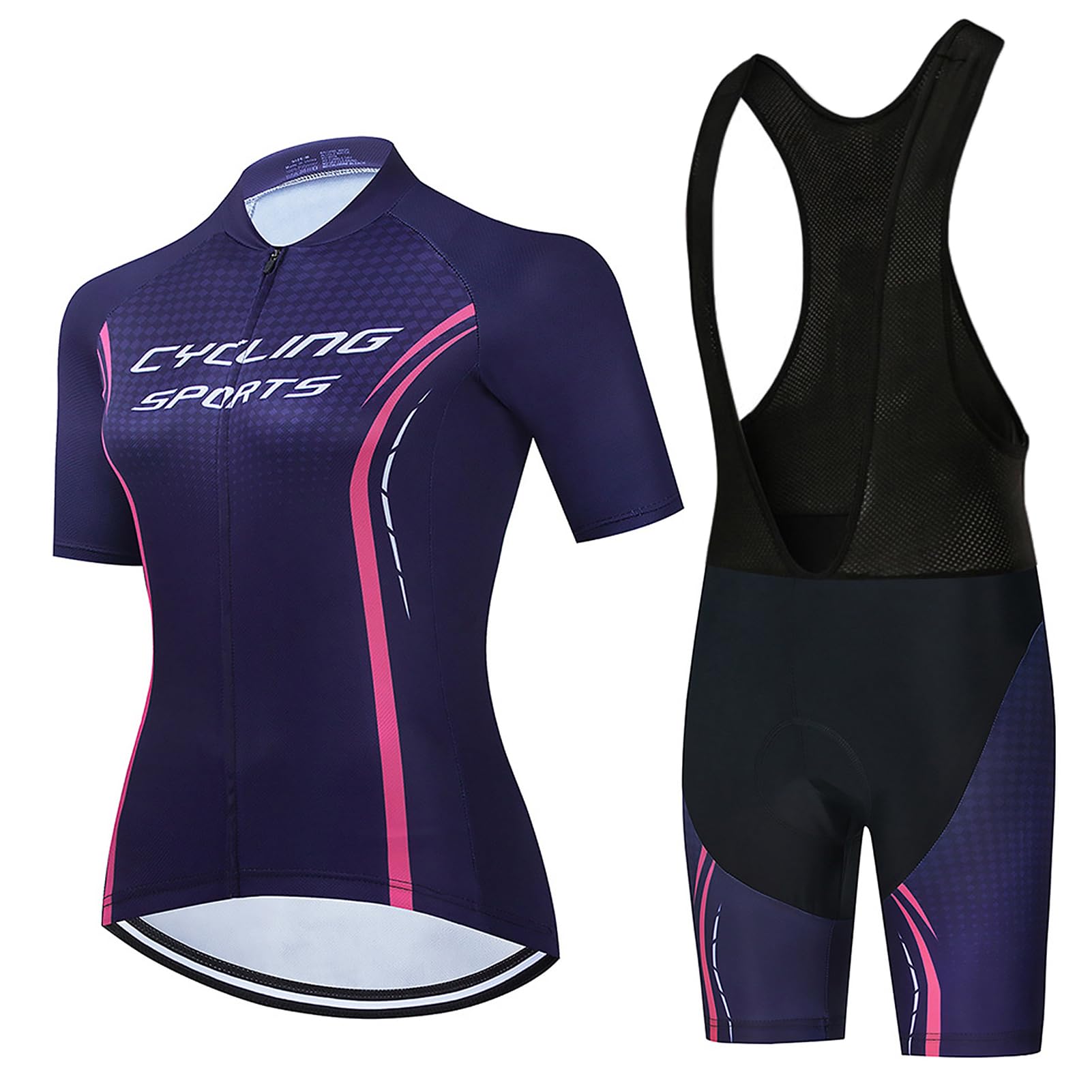 Conjunto Ropa Ciclismo Mujer Verano Traje Bici MTB Manga Corta,Maillot Ciclista Camiseta Ciclo y Culotte Tirantes con 19D Gel Acolchado,Completa Bicicleta Jerseys Transpirable Secado Ráido
