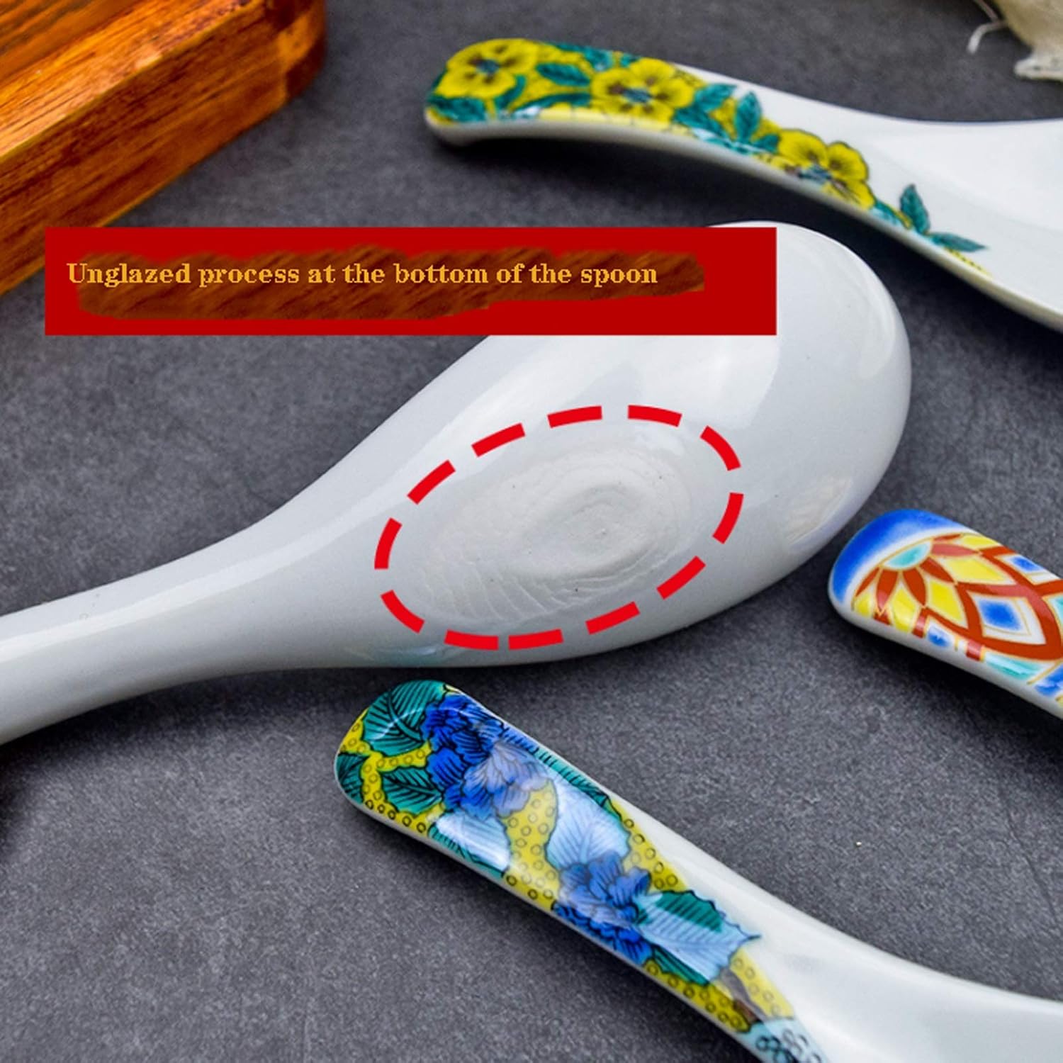 Spoon Ceramic Tableware Ceramic Spoon Japanese Creative Ceramic Spoon Seasoning Spoon Coffee Spoon Single Piece 4 Colors Soup Spoon (Color : Grey) (C)