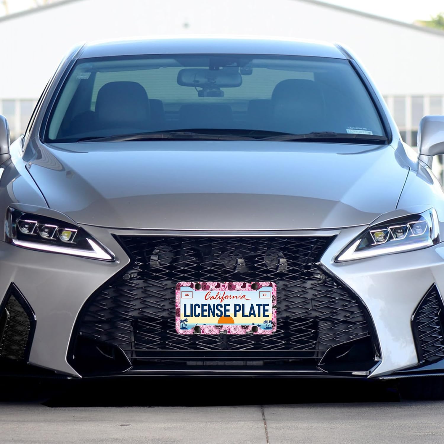 HCSS 2PCS Pink Love Heart License Plate Frames, Cute Heart Roses Print Aluminum Metal License Plate Holder, Rust-Proof Waterproof Car Decorative Tag Frames for Standard US 12x6 Inch - Image 6