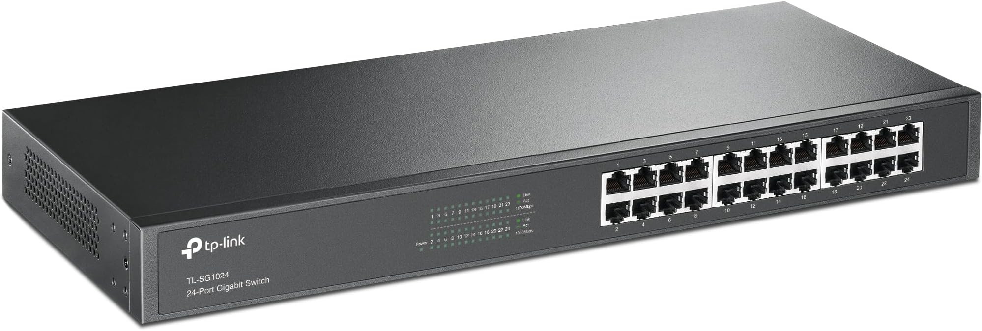24 Port Gigabit Ethernet Switch | Plug and Play | Sturdy Metal w/Shielded Ports | Rackmount | Fanless | Energy Efficient Technology | Unmanaged (TL-SG1024)