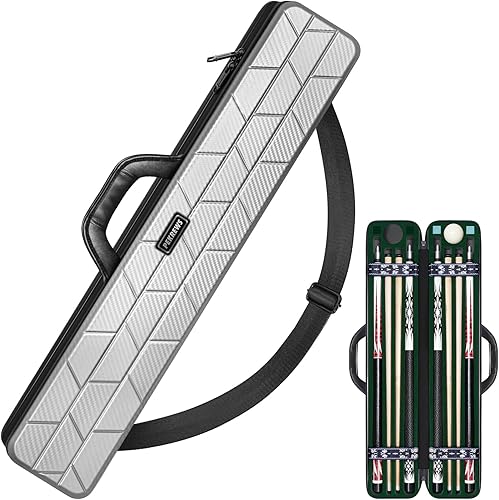 Estuche para Taco de Billar, Funda Rígida para Taco de Billar 4x4 con 10 Ranuras Acolchadas, Bolsa de Billar Resistente con Mango de Cuero Suave y
