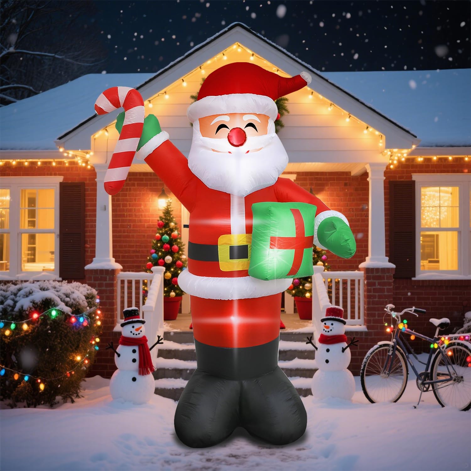8 FT Christmas Inflatable Santa Claus with Candy and Gift Box Outdoor Decor, Christmas Blow Up Waterproof Xmas Decorations for Outdoor Indoor, Built-in LED Light for Yard Gardern Lawn - Image 6