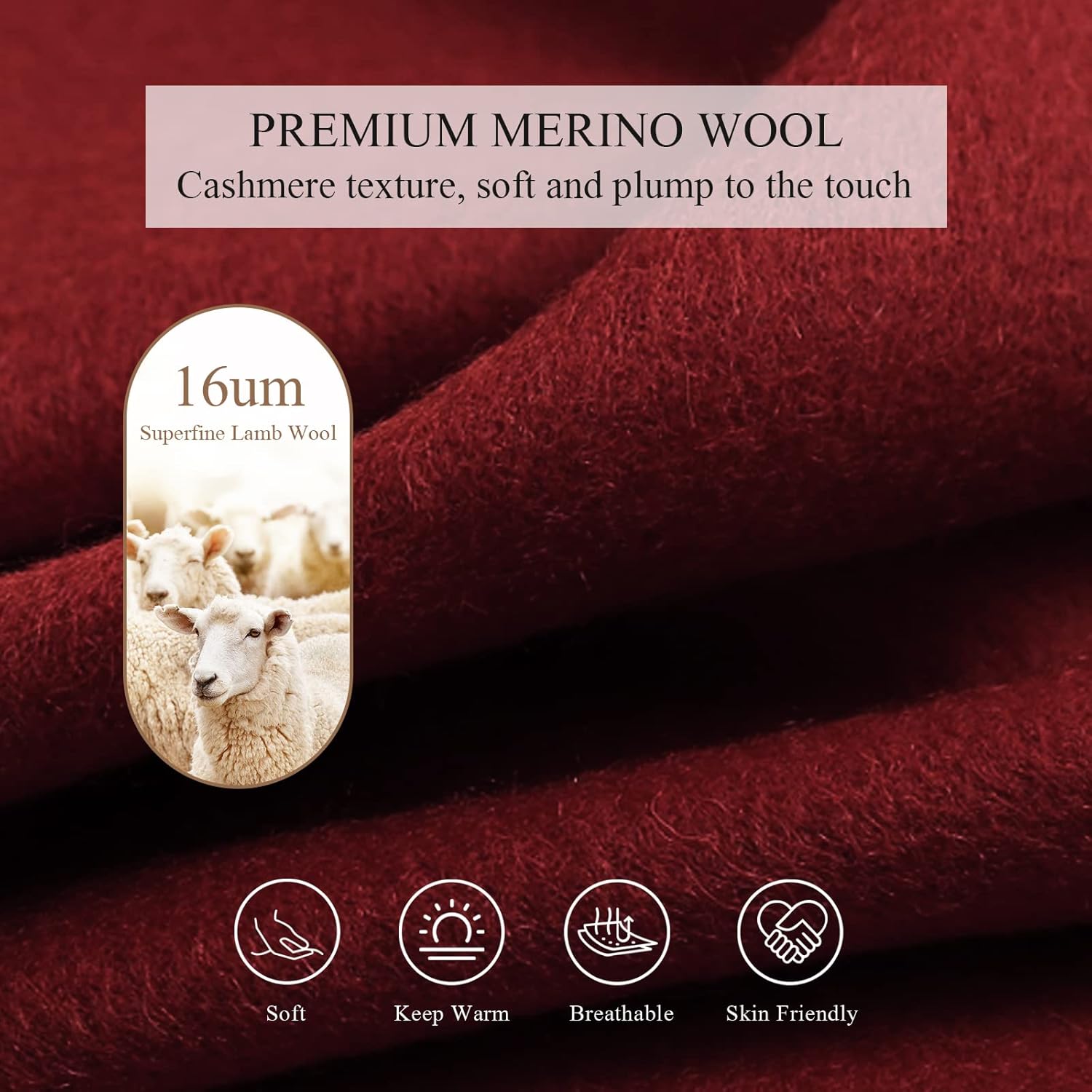 Winter Premium Cashmere Scarf For Women Solid Color Wool Scarf With Tassel Soft Long Pashmina Scarf Warm Shawl Wrap