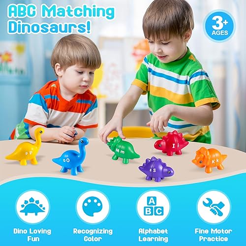 Miniatura 3 de 26 dinosaurios a juego del alfabeto, juguetes de aprendizaje para niños pequeños, letras de color a juego Montessori juguetes para niños de 3 a 5