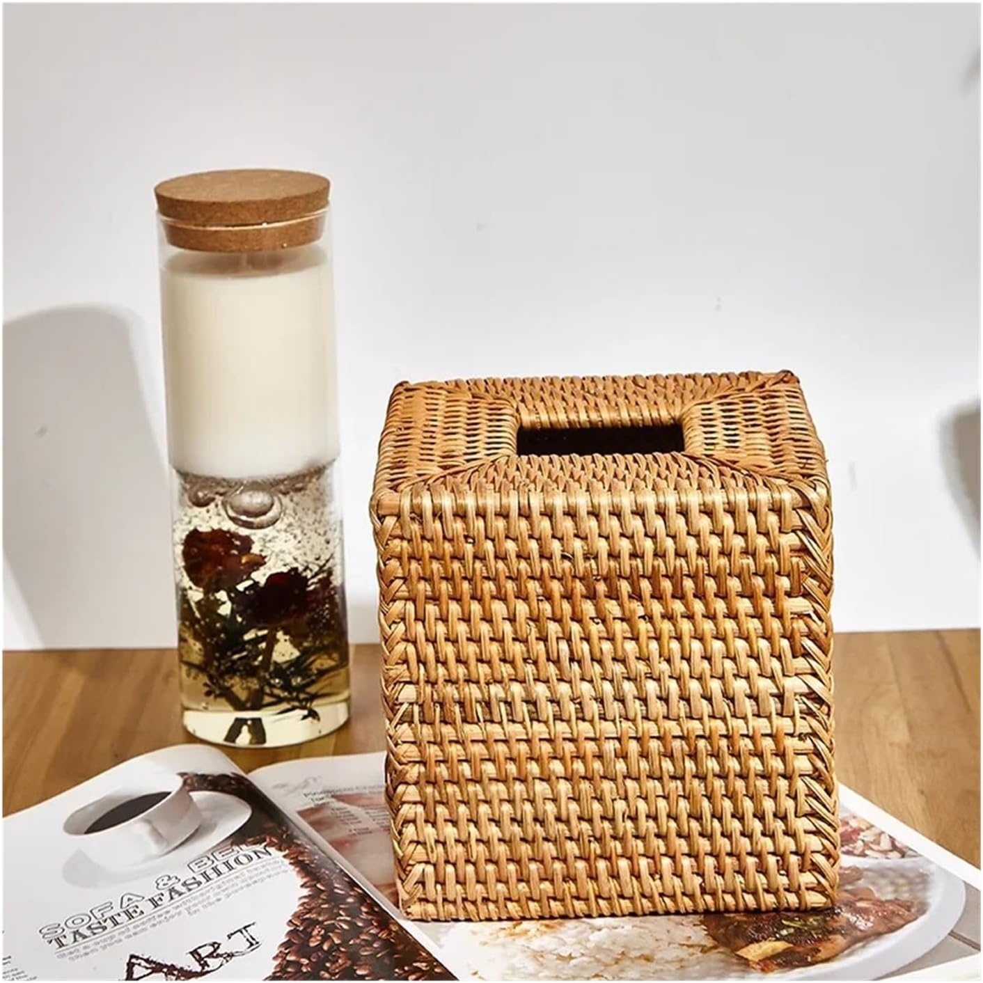 Compatible for Rattan Square Tissue Storage Box Paper(C 14X14X14CM)