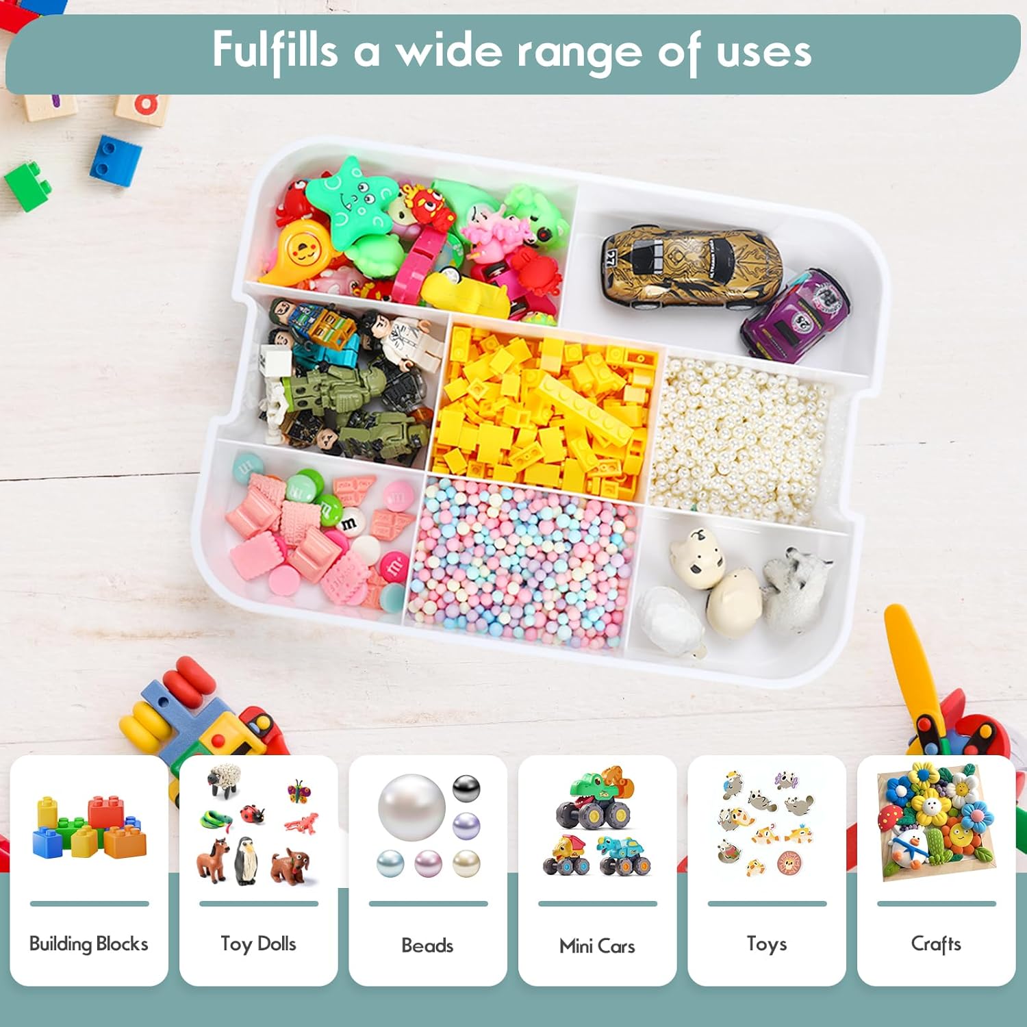 Douorgan Toy Storage Organizer for Lego Stackable Organizer Bins with Compartments Portable Containers with Lids Building Blocks Miniature Organizer Storage Box Toy Chest Case (3 Layers)