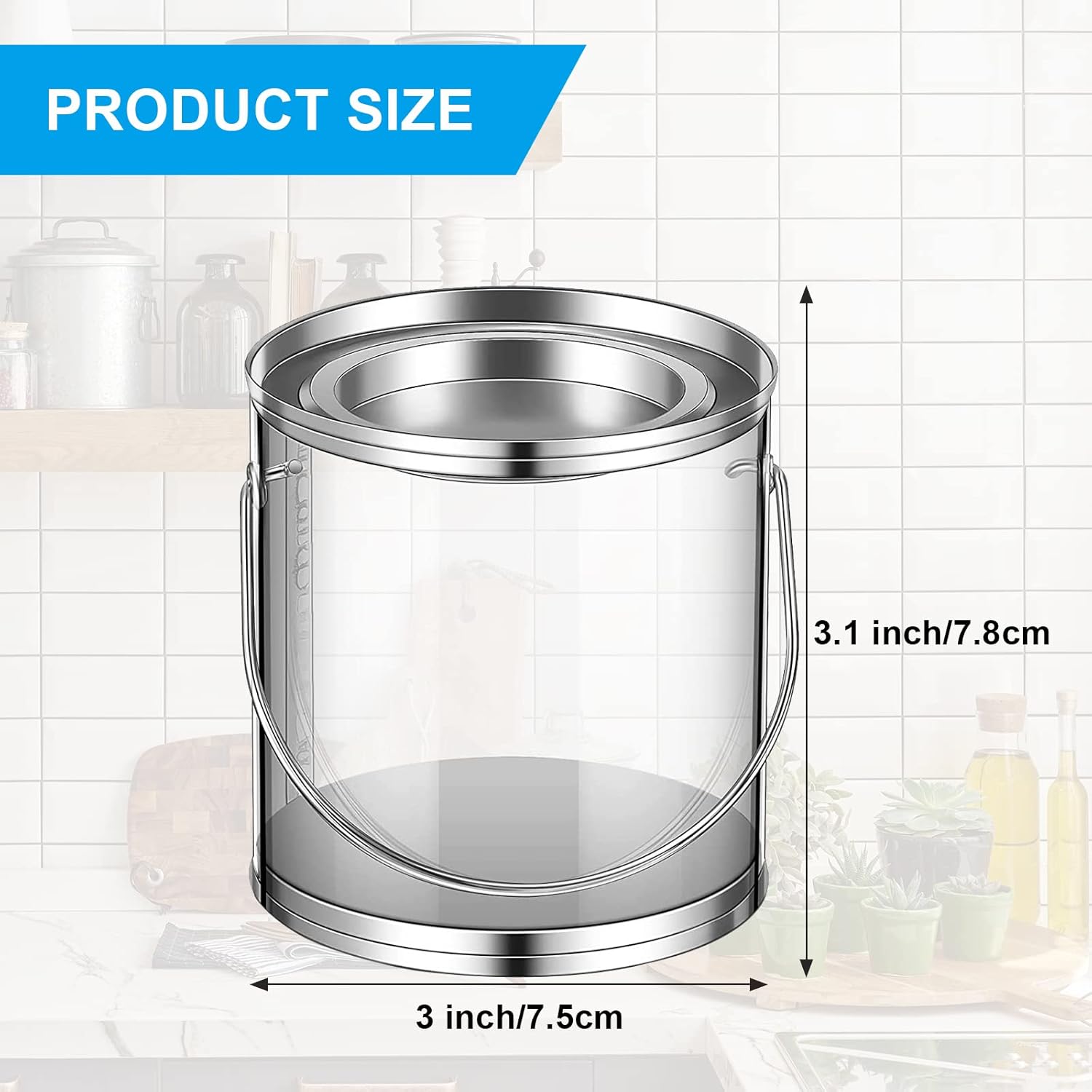 24PCS Clear Paint Cans 3 x 3 Inch Mini Empty Bucket With Metal Lids for Party Favors, Candy, Decor and DIY