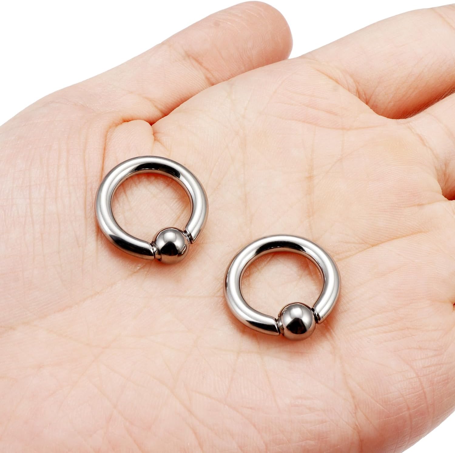 Kridzisw 8G 6G 4G 2G Titanium Septum Ring Gauges Earring Stretching kit Hypoallergenic Lobe Hoop Earring Medical Implant Grade Large Septum Nose Ring Piercing Jewelry for Women Men - Image 2