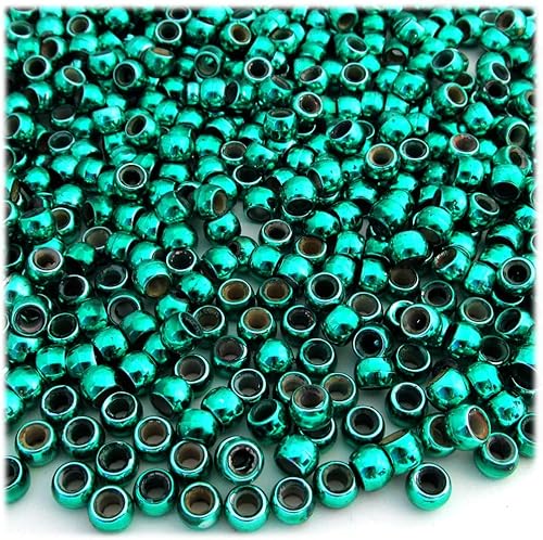 Miniatura 7 de 100 cuentas redondas de plástico para pony, de 0.354 x 0.236in, color verde brillante