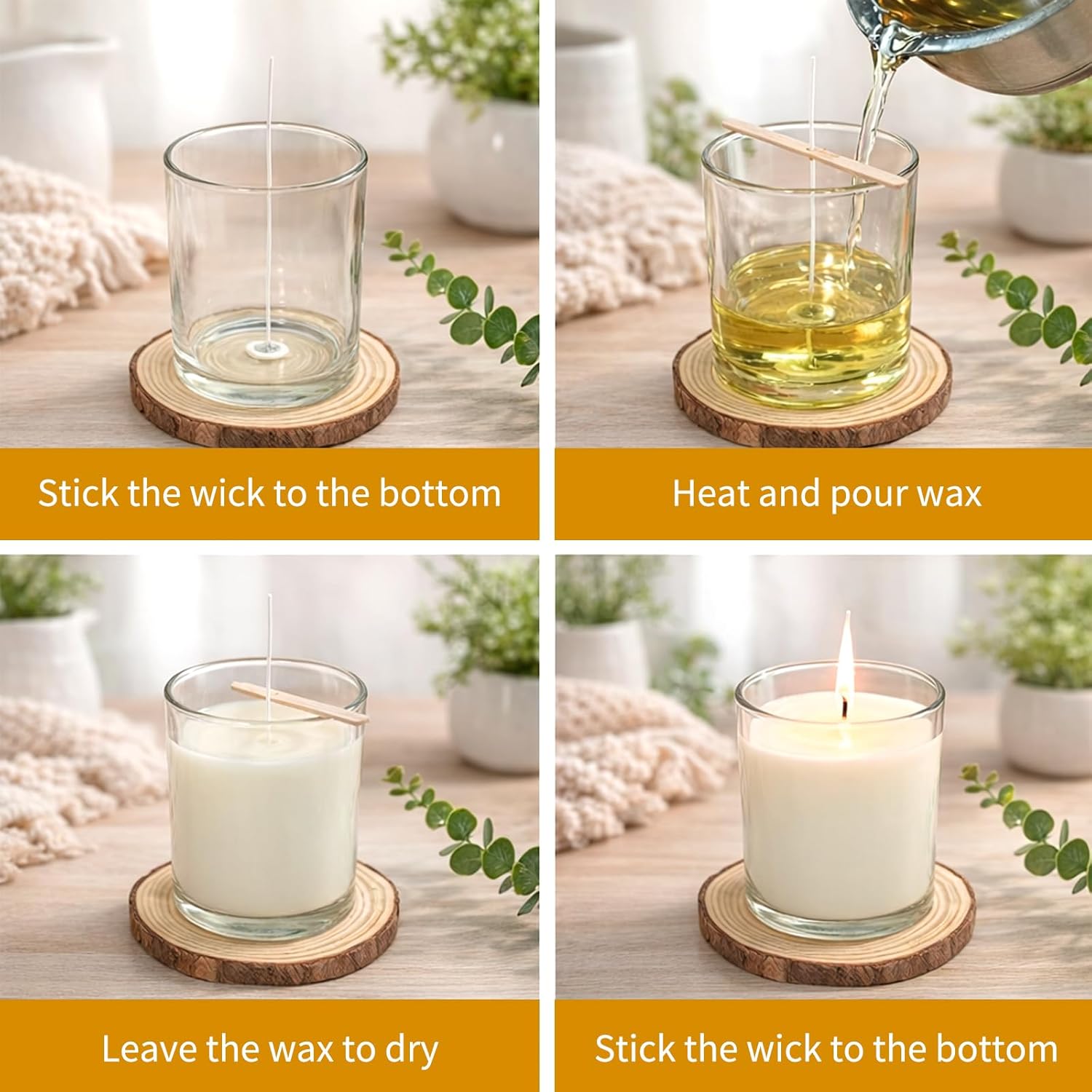 16 Pack Glass Candle Jars, 7oz Clear Candle Containers with Bamboo Lids, Empty Candle Jars for Making Candles - Dishwasher Safe, 7 fl.oz