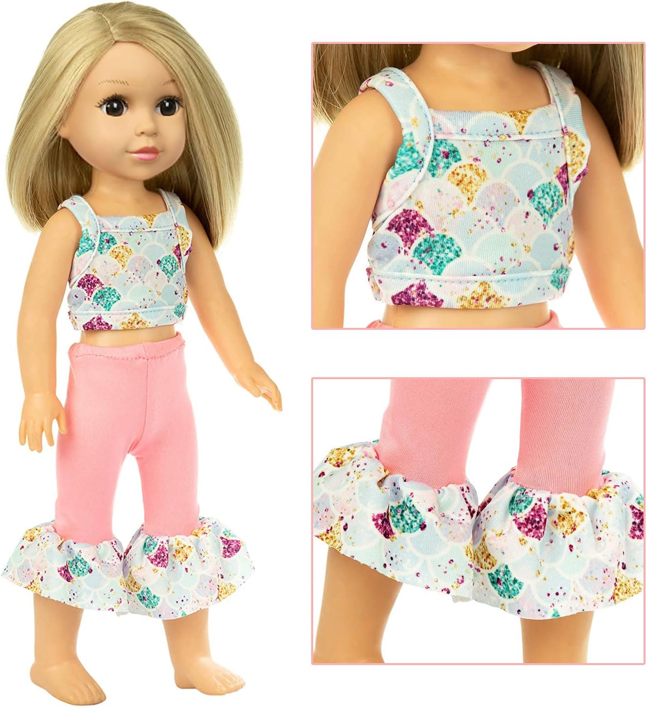 Ecore Fun 10 Sets 14.5 Inch Doll Clothes Outfits Dresses Pajamas Hair Clips for 15 Inch Girl Dolls