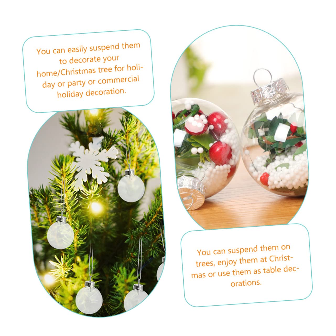 Cabilock 30piezas Bolas De Navidad Colgantes Decorativas Adornos para Árbol De Navidad y Fiestas Rellenables y Personalizables Diseño Elegante y Único