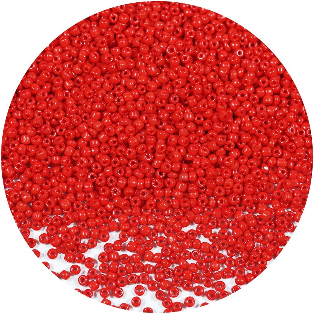 Bala&Fillic Size 11/0 Red Colors Seed Beads About 7500pcs/100grams in Bag, Small Craft Seed Beads for Jewelry Making (Red -11/0)