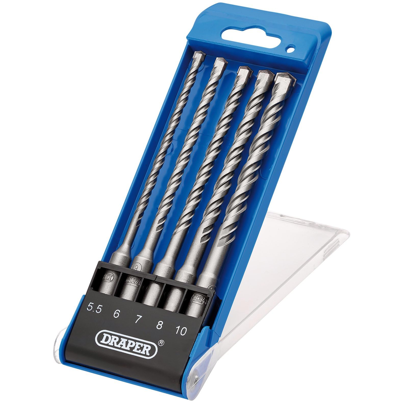 Draper Grey 5Pcs Sds Plus Drill Bit Set - 09105 - Tungsten Carbide Tip, Double Flute, For Concrete, Masonry, Brick, Stone, Granite
